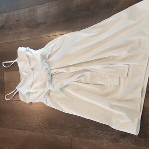 Colovos  White Tank Tie Front Cotton Linen Blend Midi Dress